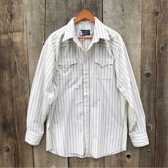 Panhandle Slim Other - Vintage Panhandle Slim Pinstripe Western Cowboy Button Up Shirt USA 17 1/2-37